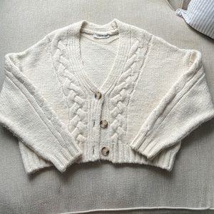 Cream knit cardigan sweater